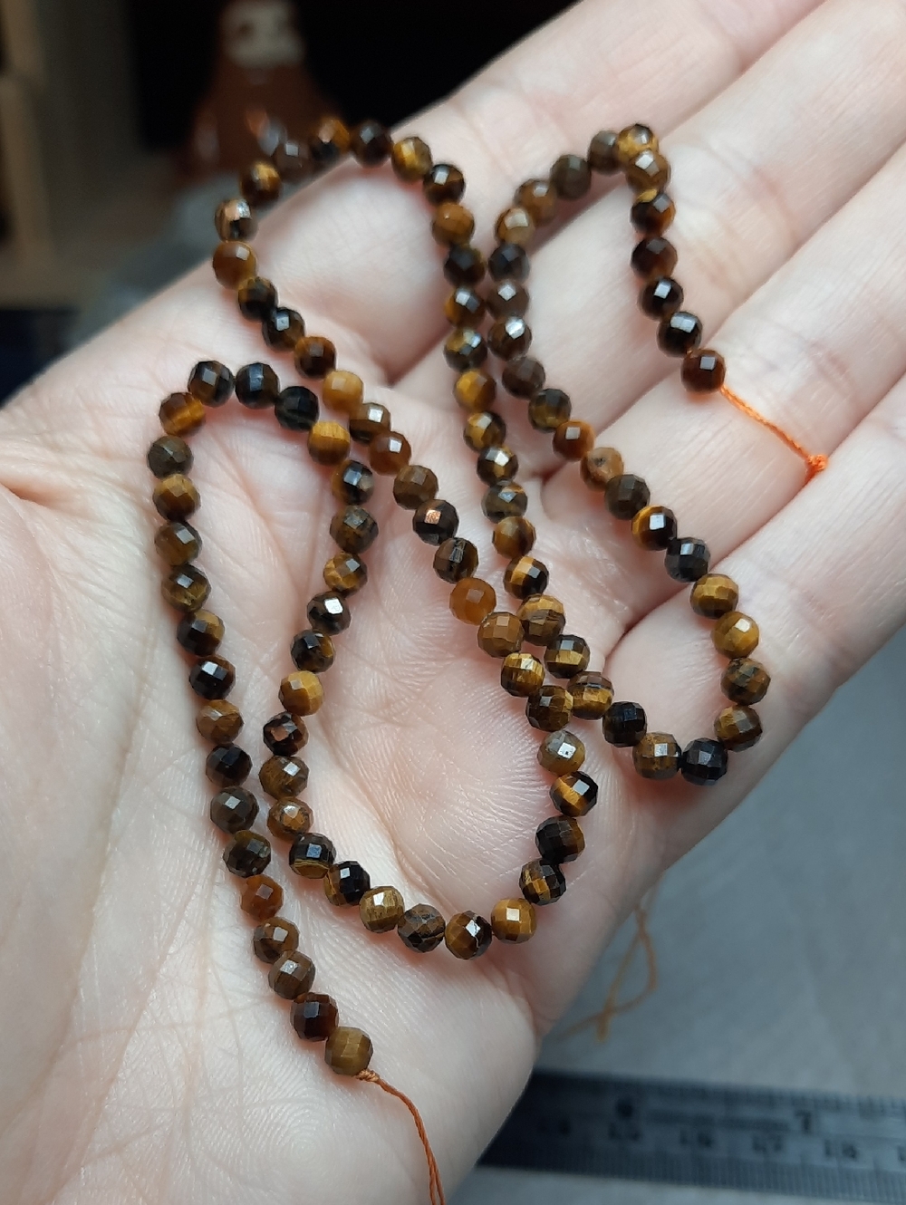 4mm Faceted Natural Tiger’s Eye Round Beads – 15” Strand #5